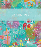 Blue Green Abstract Bat Mitzvah Thank You